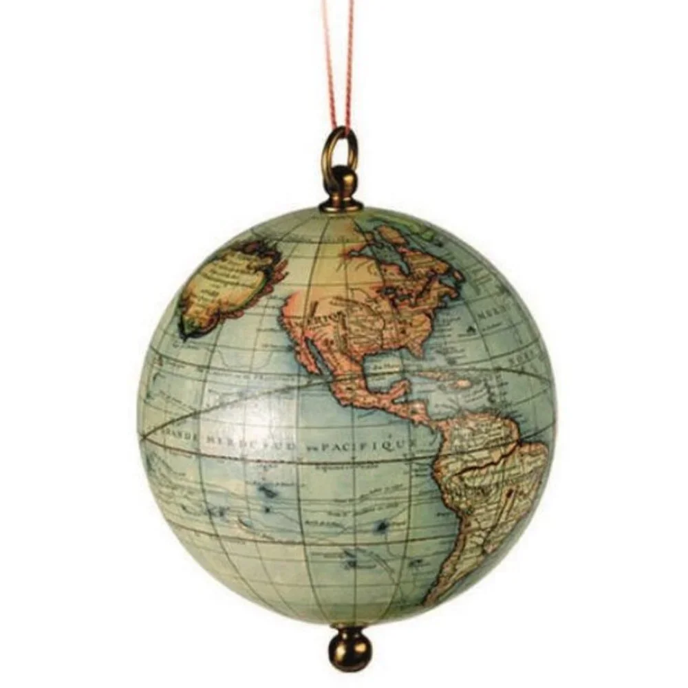 VINTAGE RESTORATION HARDWARE Earth Globe 1745 Map Christmas Ornament 4